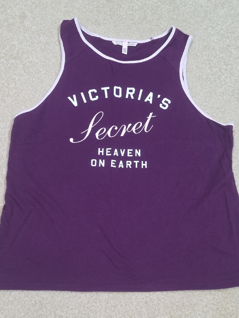 Victoria's Secret Deep Purple Graphic Tank with White Trim